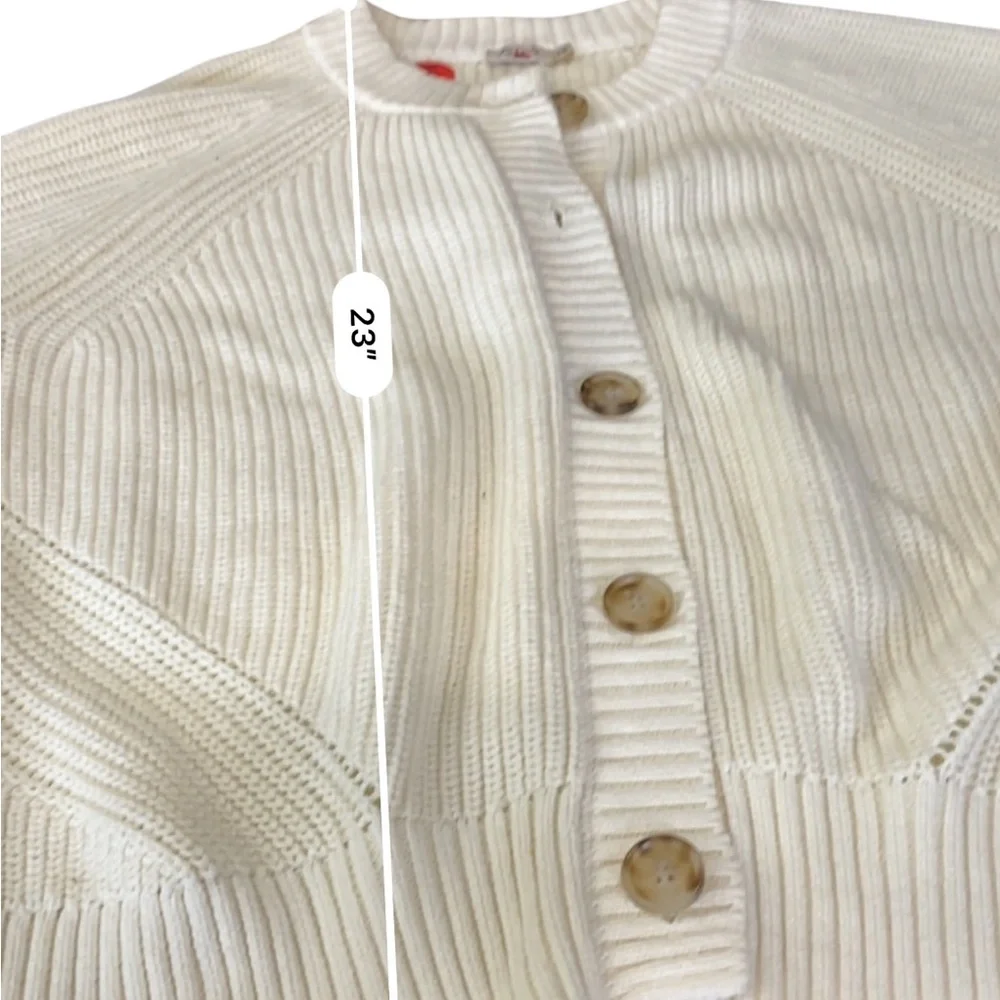 Faherty Ivory Ribbed Button Cardigan - Picture 9 of 13